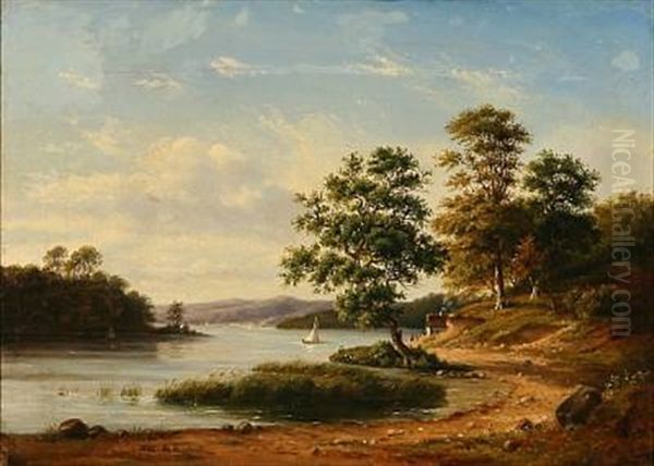 Summerday By A Fjord Oil Painting by Ida Marie Margrethe Heerfordt