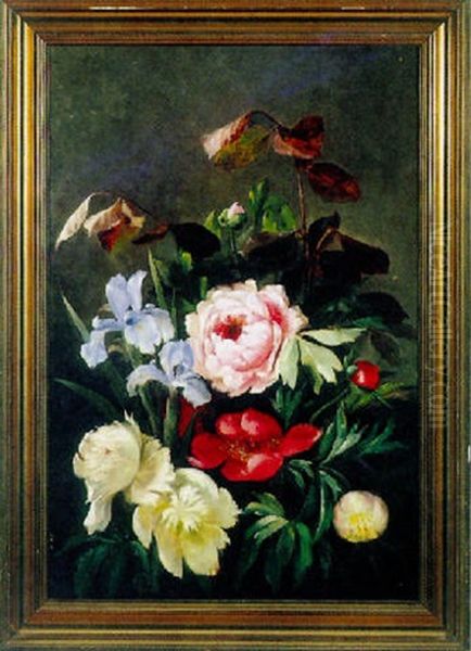 Brogede Blomster Oil Painting by Ida Marie Margrethe Heerfordt