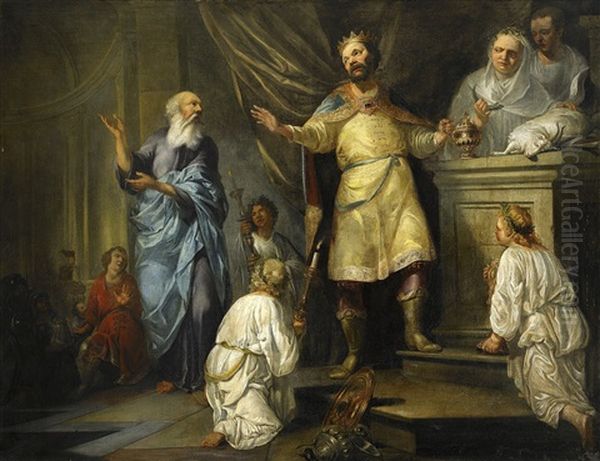 Moses In The Temple Oil Painting by Hendrik Heerschop