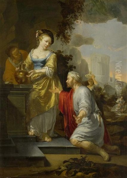 Rebecca Und Elezier Oil Painting by Hendrik Heerschop