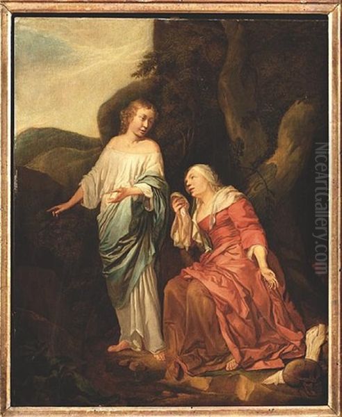 Hagar Comforted By The Angel Oil Painting by Hendrik Heerschop