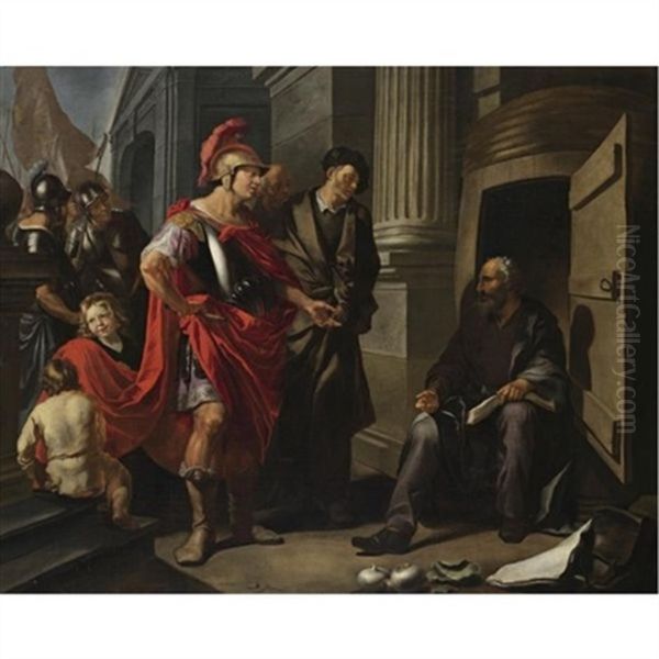 Alexander The Great And Diogenes Oil Painting by Hendrik Heerschop