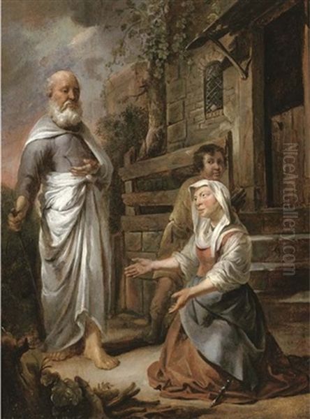 Elijah And The Widow Of Zarephath Oil Painting by Hendrik Heerschop