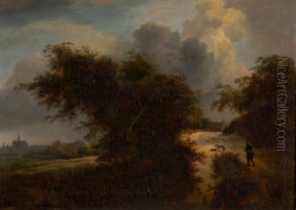 Landschaft Mit Reisigsammler Und Hunden Oil Painting by Gerrit van Hees