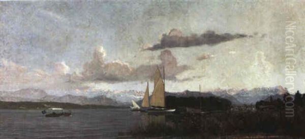 Freizeitvergn_gungen Auf Dem Chiemsee Oil Painting by Gustav Adolf Van Hees