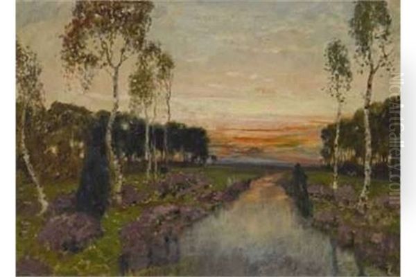 Abend In Der Heide Oil Painting by Karl Heffner