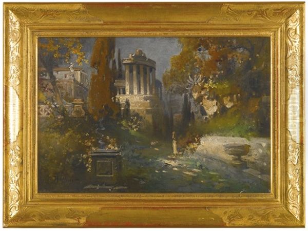 In An Italian Garden Oil Painting by Karl Heffner