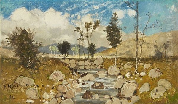 Landscape With A Stream Oil Painting by Karl Heffner