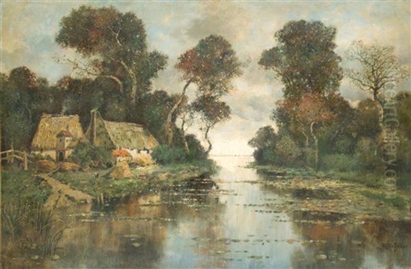 Mecklenburger Landschaft Am See Oil Painting by Karl Heffner