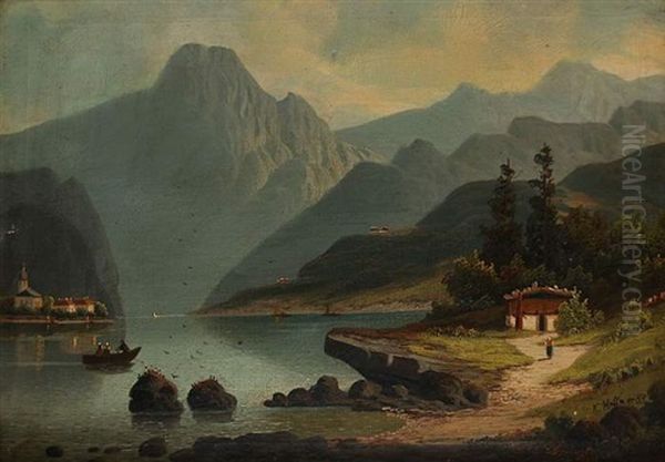 Blick Auf Einen Gebirgssee Oil Painting by Karl Heffner