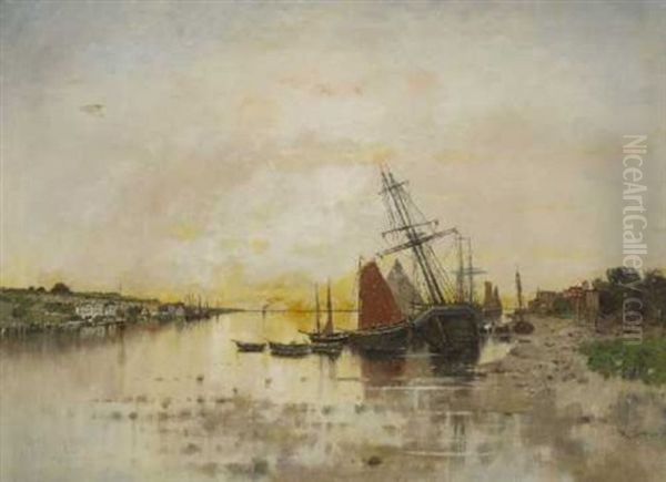 Franzosischer Fischerhafen Oil Painting by Karl Heffner