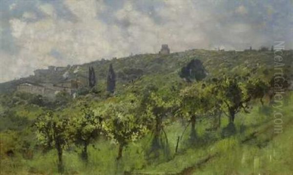 Sudliches Dorf In Den Weinbergen Oil Painting by Karl Heffner