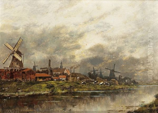 Studies In Holland Zaandam Near Amsterdam Oil Painting by Karl Heffner