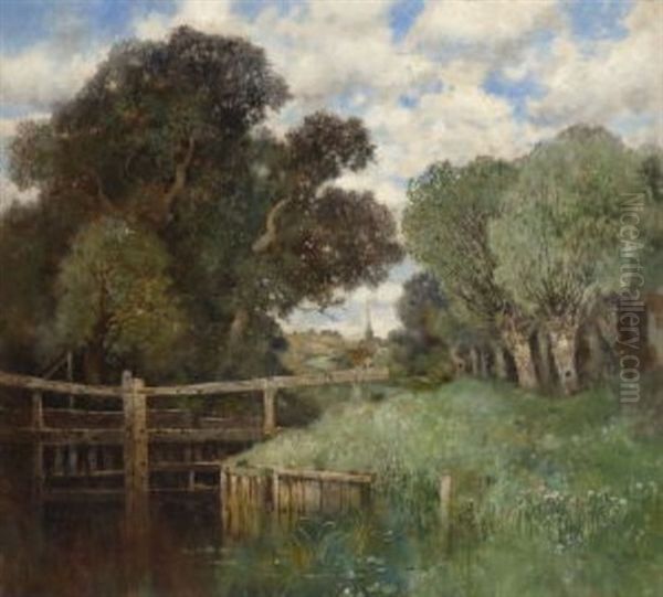 Wehr Am Bachlauf Oil Painting by Karl Heffner