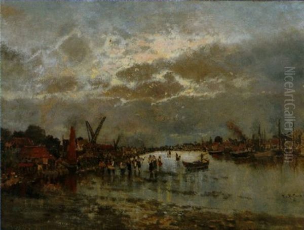 Hafen Von Emden Oil Painting by Karl Heffner