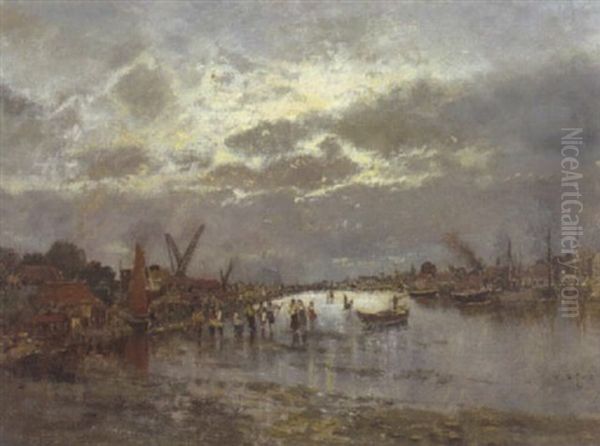 Hafen Von Emden Oil Painting by Karl Heffner