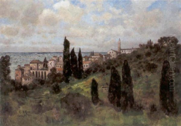 Blick Auf Camoglie Bei La Spezia Oil Painting by Karl Heffner