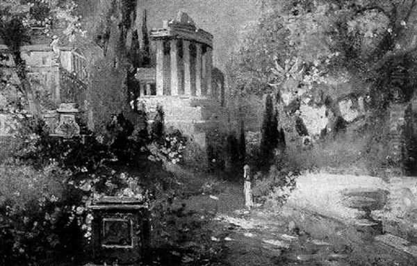 Capriccio, With The Temple Of Vesta Oil Painting by Karl Heffner