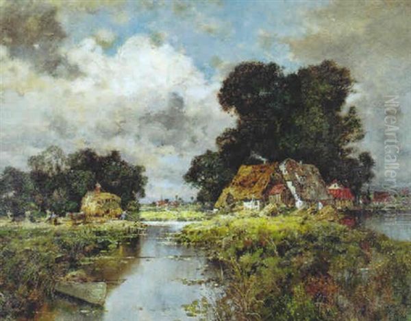 Heuernte Bei Einem Flus Oil Painting by Karl Heffner