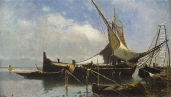 Angelegte Fischerboote An Einem Sonnigen Morgen Oil Painting by Karl Heffner