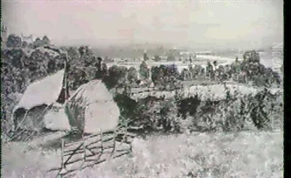 Farm In Gloucestershire, England, 1880 Oil Painting by Karl Heffner