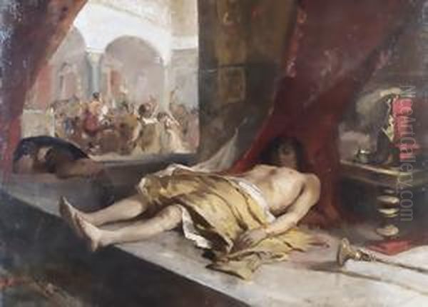 La Morte Di Giulio Cesare Oil Painting by Gioacchino Banfi