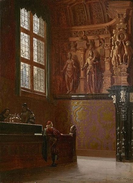 Bruges - The Renaissance Hall At The Brugse Vrije Oil Painting by Heinrich Anton Heger