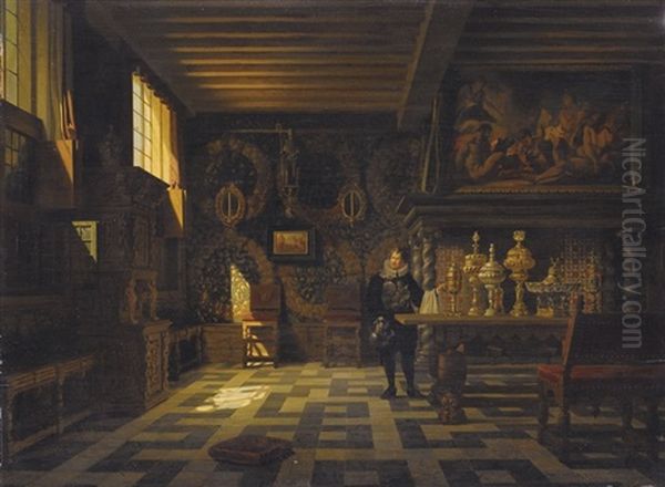 Interno Di Palazzo Seicentesco Oil Painting by Heinrich Anton Heger