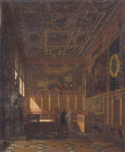 Festsaal Im Dogenpalast Zu Venedig Oil Painting by Heinrich Anton Heger