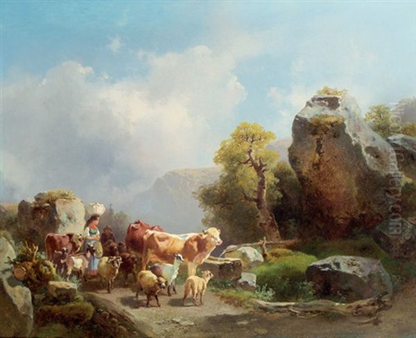 Almauftrieb Oil Painting by Joseph Heicke