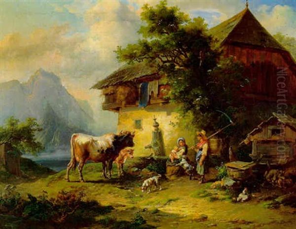 Landliche Idylle Oil Painting by Joseph Heicke