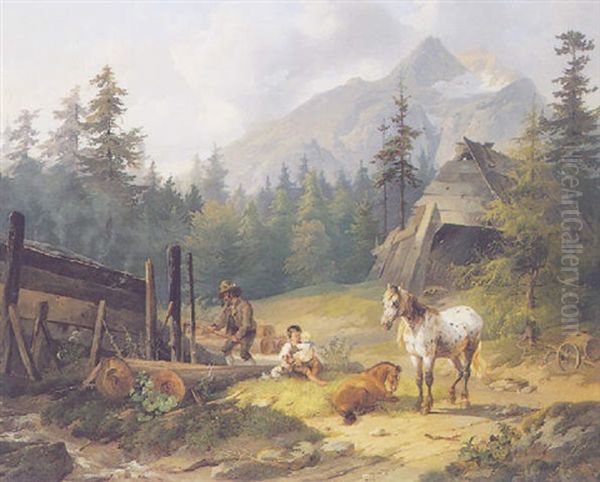 The Woodcutters Oil Painting by Joseph Heicke