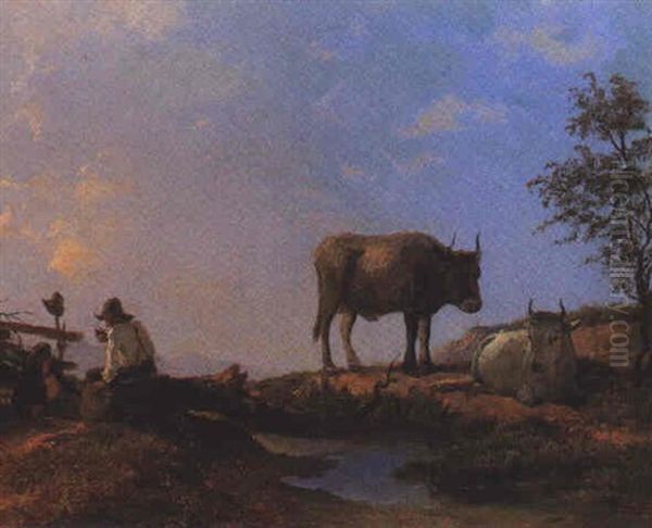 Hirten Bei Der Rast Oil Painting by Joseph Heicke