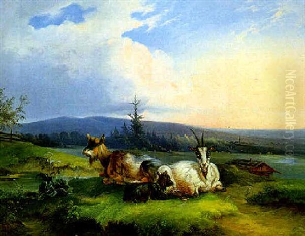 Ziegen Auf Der Weide Oil Painting by Joseph Heicke