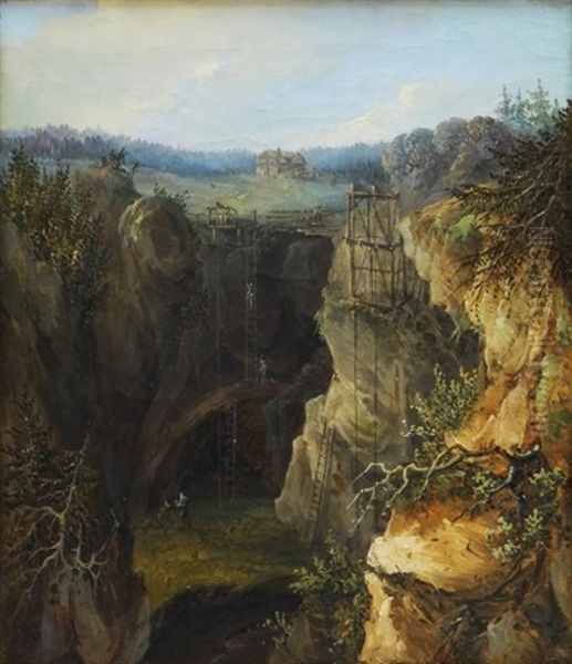 Dannemora Gruva Oil Painting by Per Gustaf von Heideken