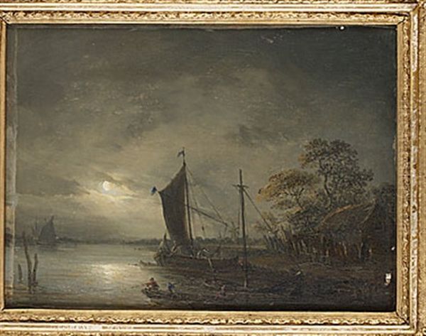 Manskenslandskap Med Figurer Och Batar Oil Painting by Per Gustaf von Heideken