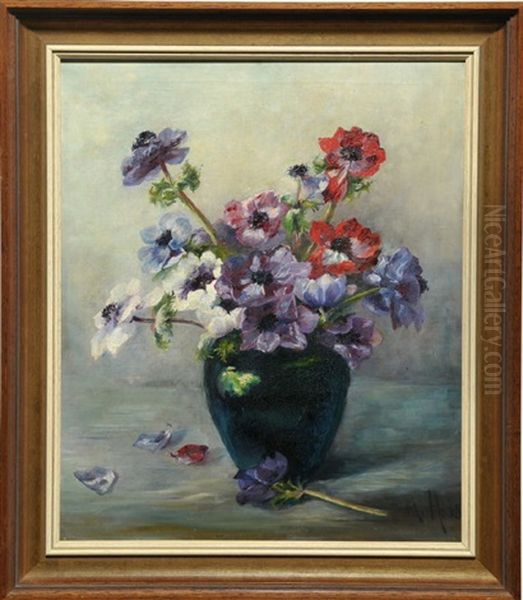 Stilleben Mit Sommerblumen In Einer Vase by Heinrich Heidner