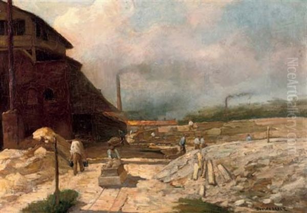 Steenbakkerij Ouderzorg, Leierdorp - The Brick Factory Oil Painting by Herman Heijenbrock