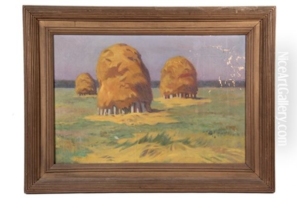 Haystacks Oil Painting by Charles Emile Heil