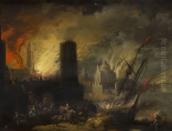 Incendio De Troya Oil Painting by Daniel van Heil