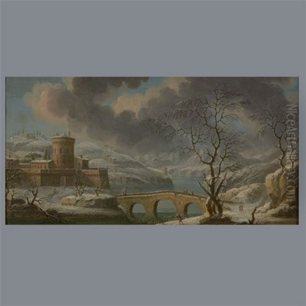 Winter River Landscape Oil Painting by Daniel van Heil