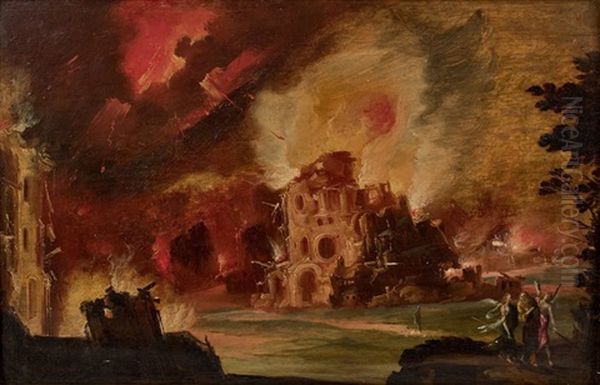 L'incendie De Sodome Et Gomorrhe Oil Painting by Daniel van Heil