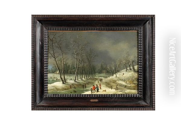 Personnages Dans Un Paysage De Neige Oil Painting by Daniel van Heil