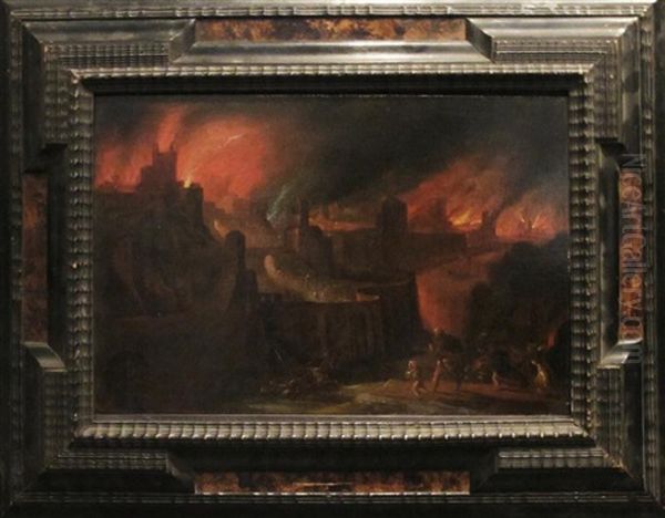 L'incendie De Troie Oil Painting by Daniel van Heil