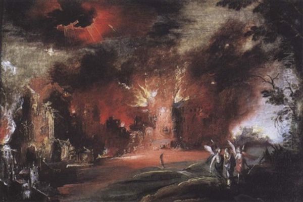 L'incendie De Sodome Et Gomorre Oil Painting by Daniel van Heil