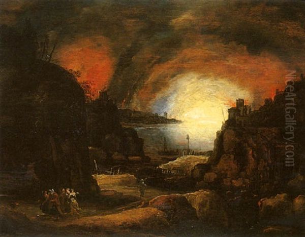 L'incendie De Sodome Oil Painting by Daniel van Heil