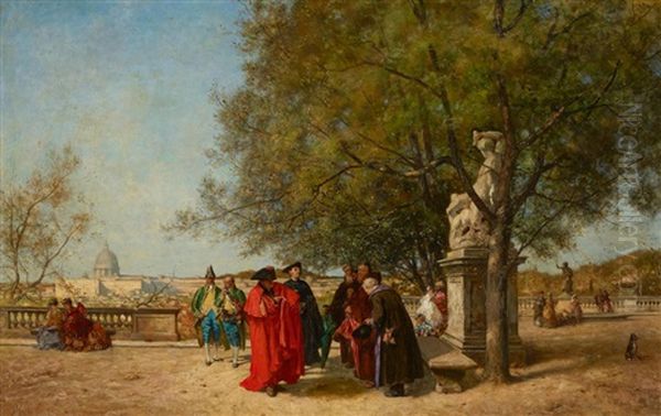 La Promenade Du Cardinal Oil Painting by Ferdinand Heilbuth