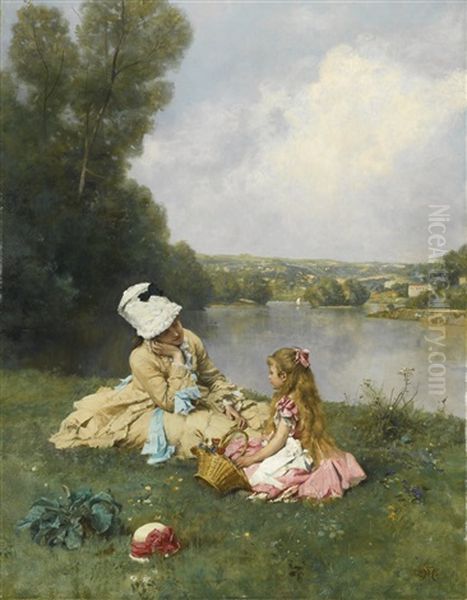 Summer Days Near Giverny, France Oil Painting by Ferdinand Heilbuth