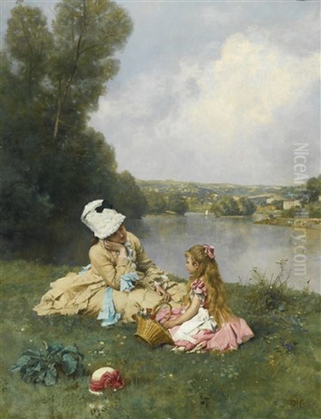 Summer Days Near Giverny, France Oil Painting by Ferdinand Heilbuth