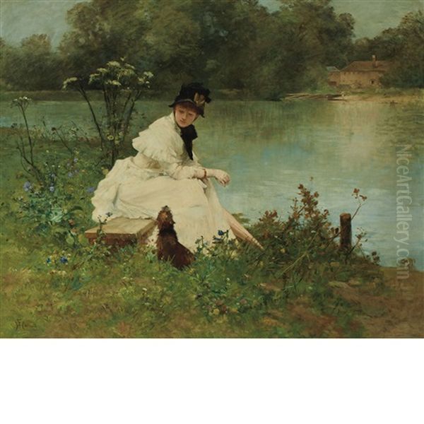 By The River Oil Painting by Ferdinand Heilbuth